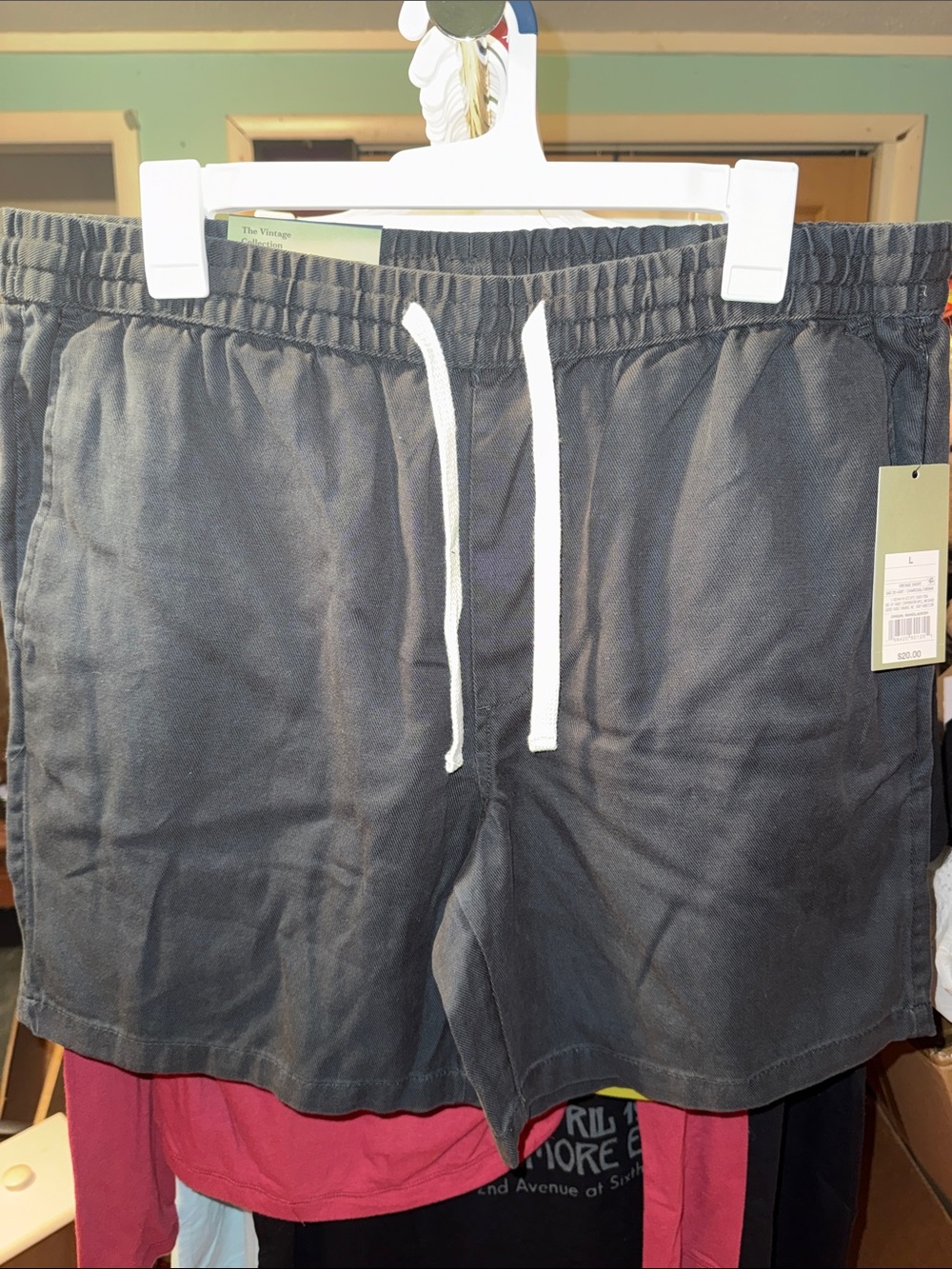 Vintage Black Men’s Flat Front Drawstring Shorts